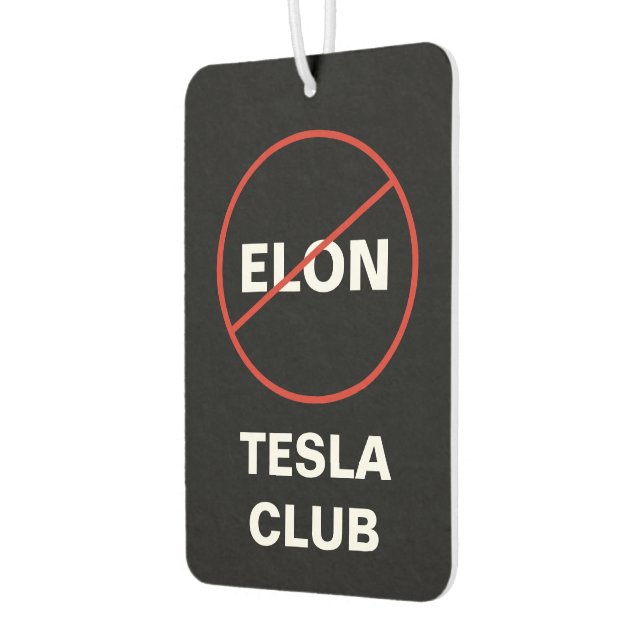 Tesla - ANTI ELON TESLA CLUB - black Air Freshener (Left)