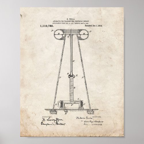 Tesla Apparatus For Transmitting Electrical Energy Poster