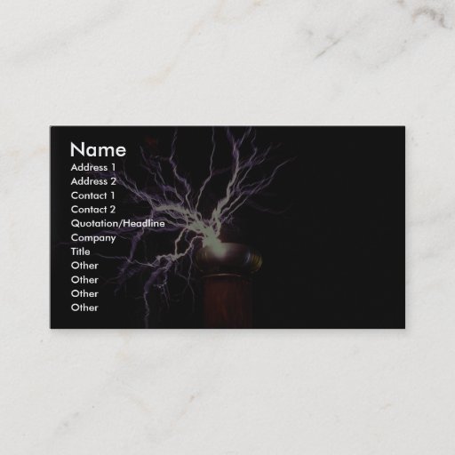 Customizable Tesla coil arcing business card templates