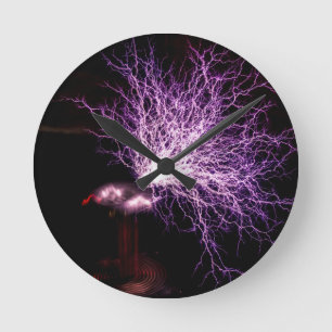 Tesla Coil Plasma Round Clock