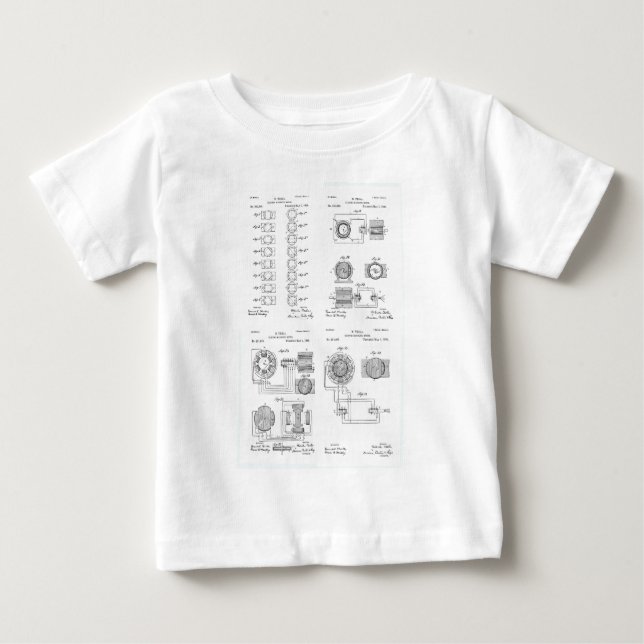 Tesla Elecro-Magnet Motor Patent US381968 p 1-4 Baby T-Shirt (Front)