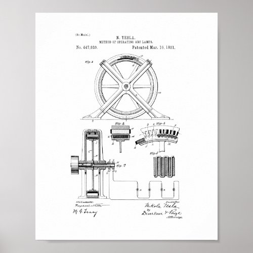 Tesla Method Of Operating And Lamps Patent Poster