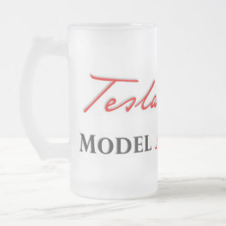 Tesla Model S scripted on a Frosted Mug. Frosted Glass Beer Mug