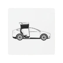 Tesla Model X Minimalist Metal Print