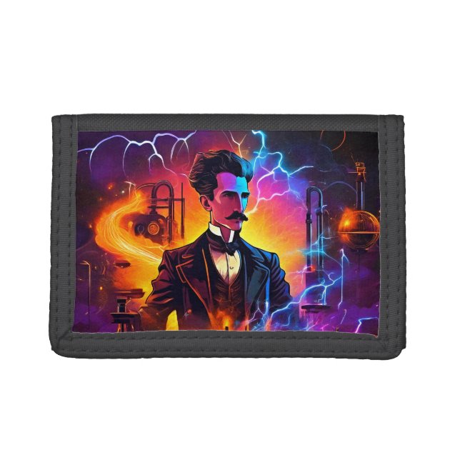 Tesla Neon Pulse Trifold Wallet  (Front)