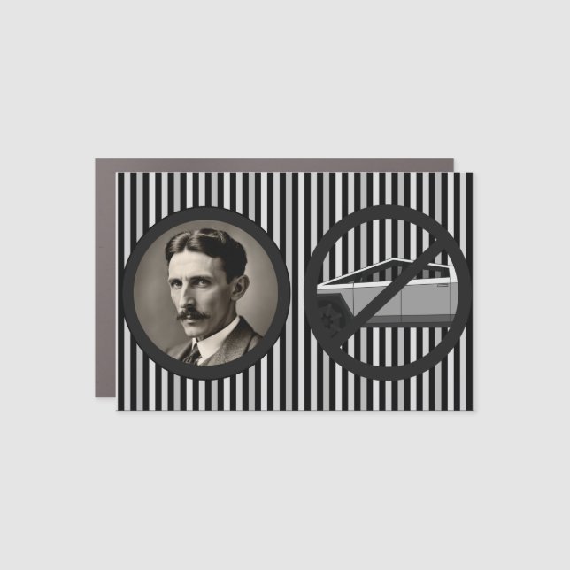 Tesla, not TESLA bumper sticker magnet (Front)