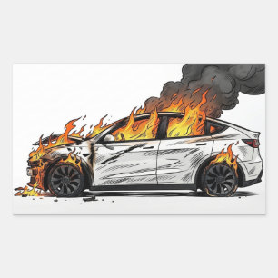 Tesla on Fire Rectangular Sticker