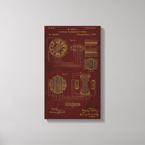 Tesla Patent 00382280 Sht 3 Canvas Print