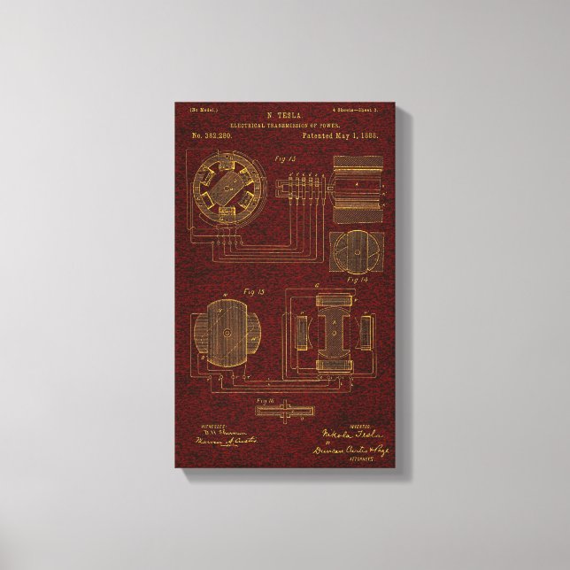 Tesla Patent 00382280 Sht 3 Canvas Print (Front)