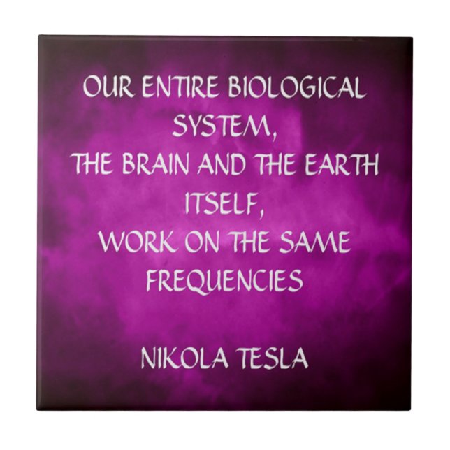 Tesla Quote On Purple Ceramic Tile (Front)
