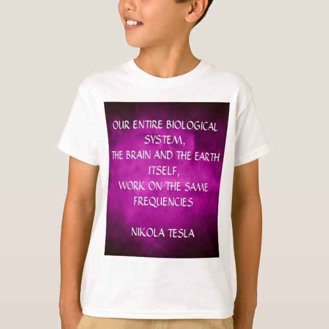 Tesla Quote On Purple T-Shirt (Front)