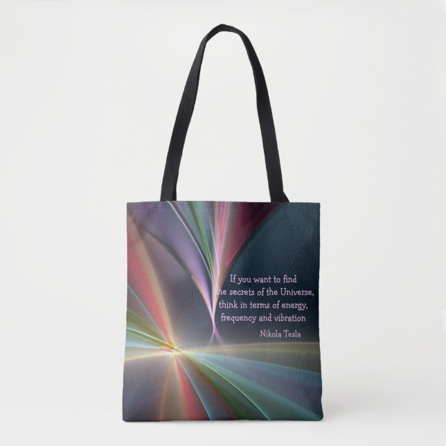 Tesla Quote Secret of the Universe Personalize Tote Bag (Front)