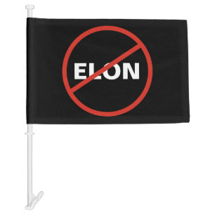 Tesla - Simple ANTI ELON - black Car Flag