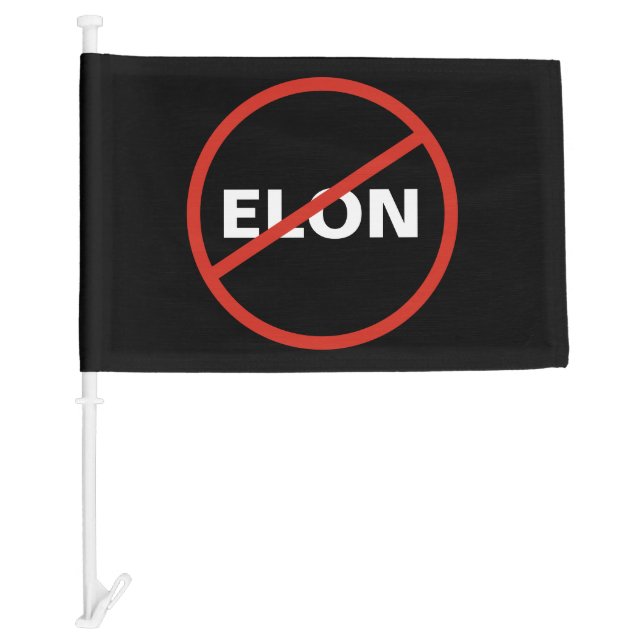 Tesla - Simple ANTI ELON - black Car Flag (Front)