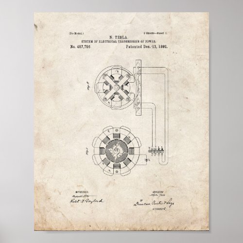 Tesla System Of Electrical Transmission Patent _ O Poster
