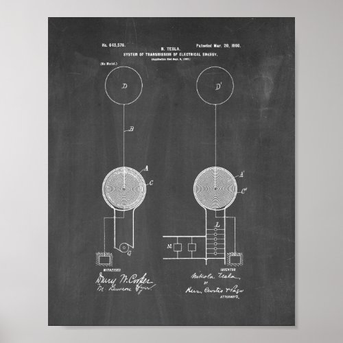 Tesla System Of Transmission Of Electrical Energy Poster