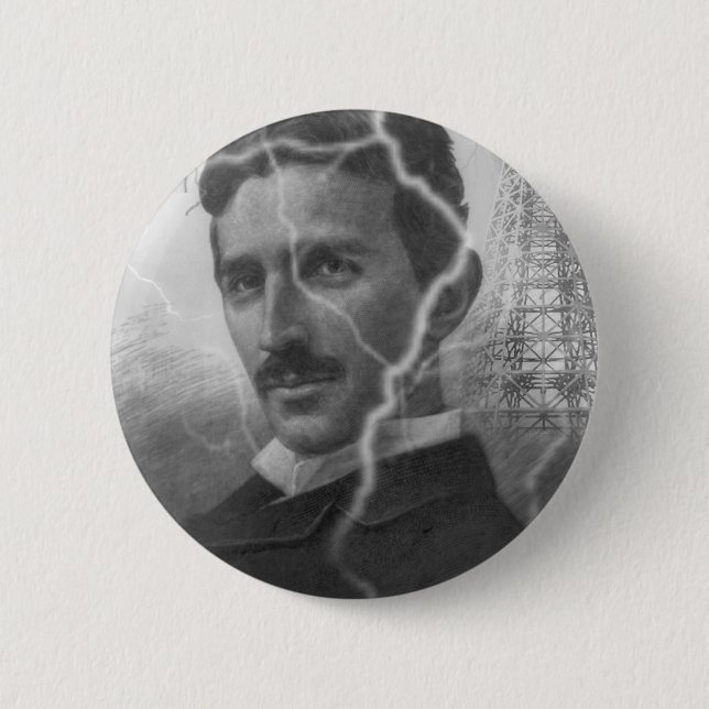 Tesla, The Lightning Man Pinback Button (Front)