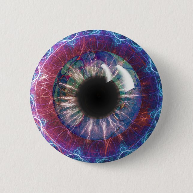 Tesla's Eye Fractal Design Pinback Button (Front)