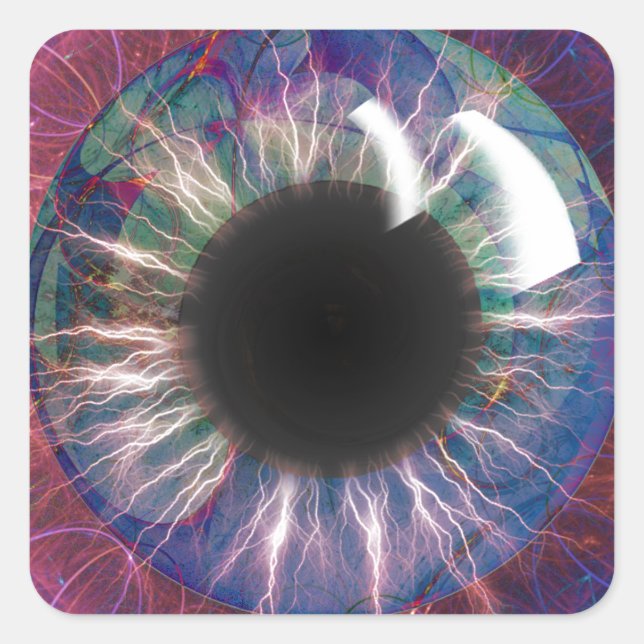 Tesla's Eye Fractal Design Square Sticker (Front)