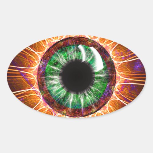 Teslas Other Eye Fractal Art Oval Sticker