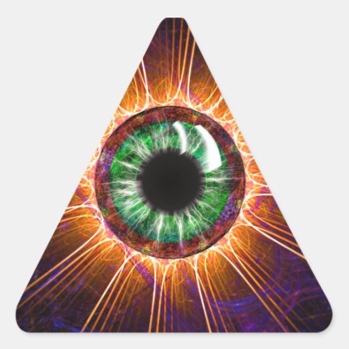 Teslas Other Eye Fractal Art Triangle Sticker