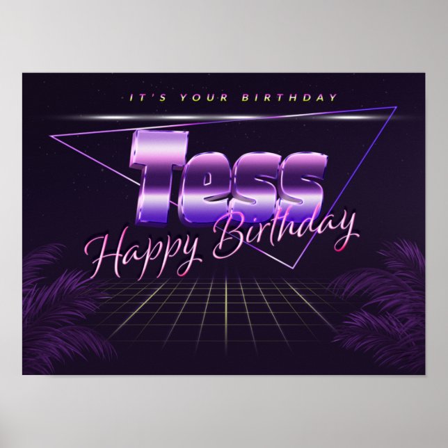 Tess Name First Name pura retro poster Birthday (Front)