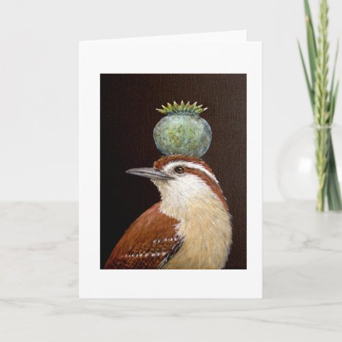 Tess, the Carolina wren greeting card