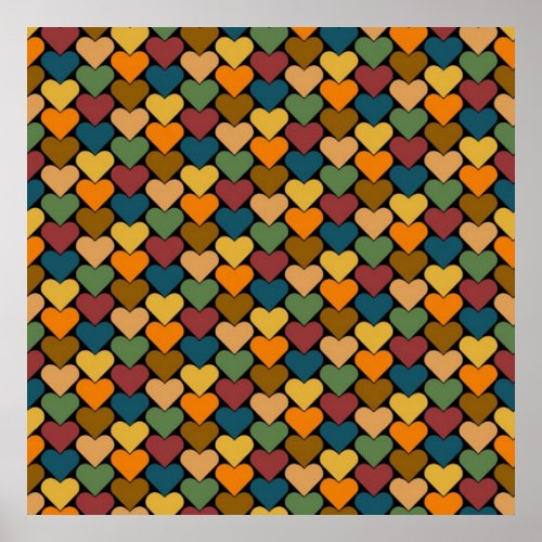 Tessellated Heart Pattern Design Poster