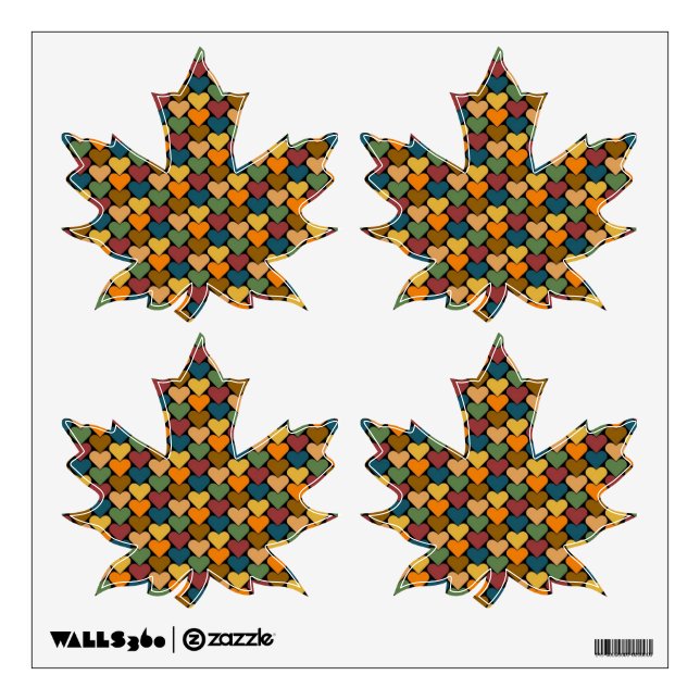 Tessellated Heart Pattern Design Wall Sticker (Front)