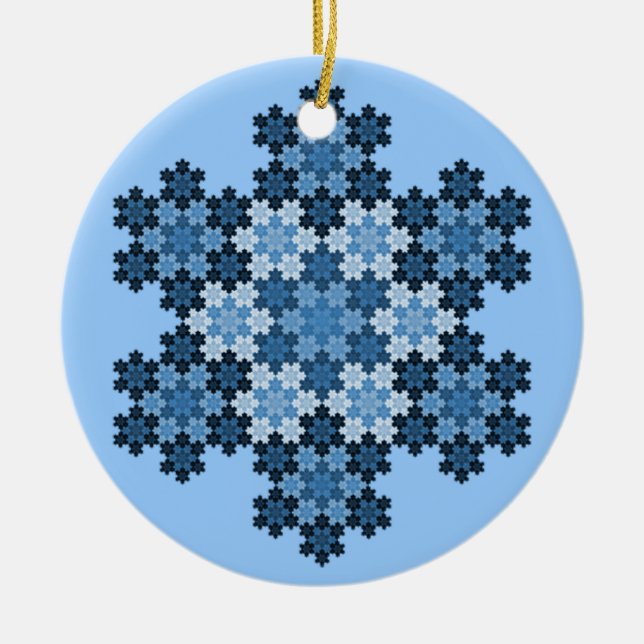 Tessellated Koch Snowflakes Ceramic Ornament (Front)