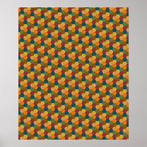 Tessellated Multi_colored Flower Wheel Pattern Poster