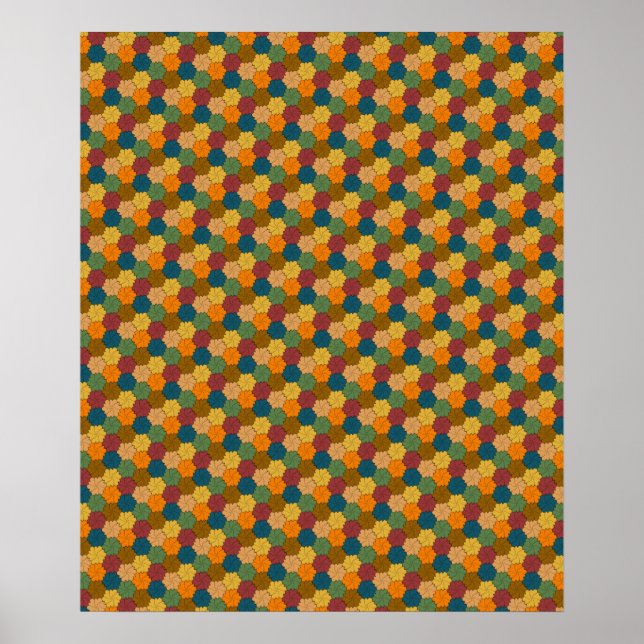 Tessellated Multi-colored Flower Wheel Pattern Poster (Front)