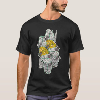 Tessellation of tiger and bat tiles (YWGL_BW) T-Shirt