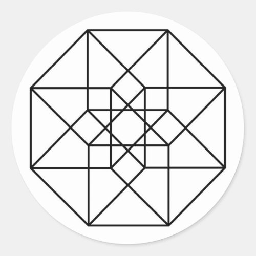 Tesseract black outline classic round sticker