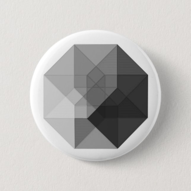 Tesseract (greyscale) pinback button (Front)