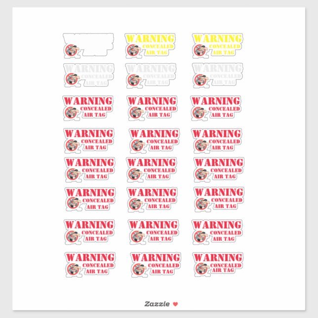 (TEST BATCH) WARNING CONCEALED AIR TAG STICKER (Sheet)