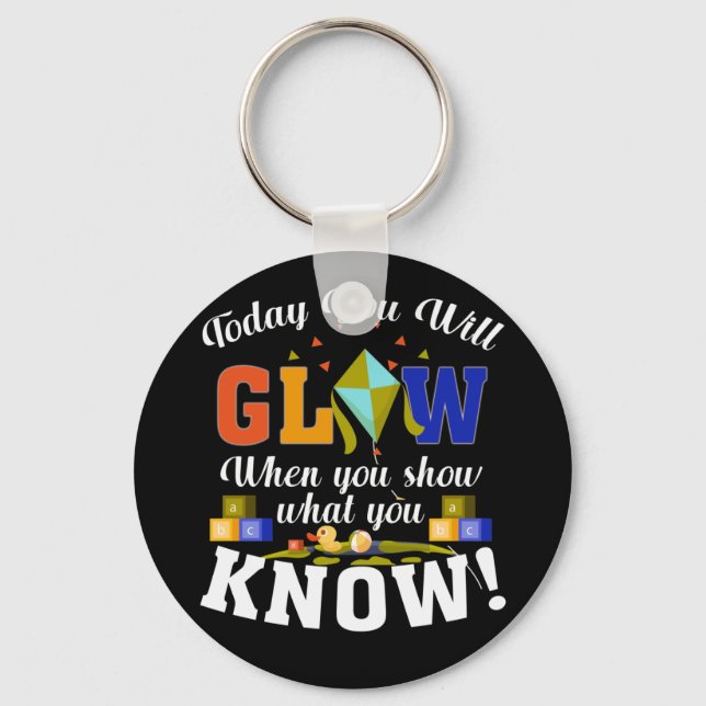 Test Day Mode On Teacher Testing Ideas School Keychain (Front)