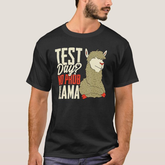 Test Day No Prob Llama Nerd Llama Teacher Alpaca T-Shirt (Front)