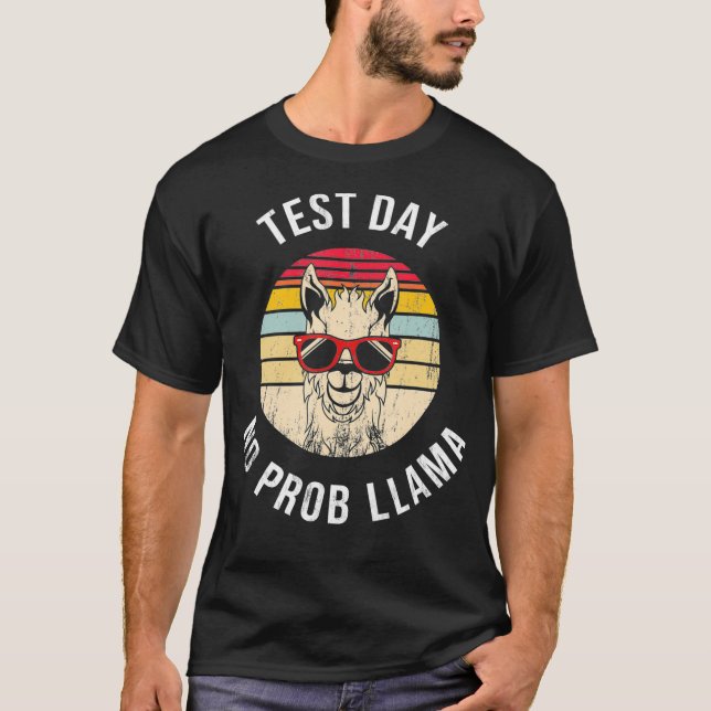 Test Day No Prob Llama Probllama Funny Teacher Tes T-Shirt (Front)