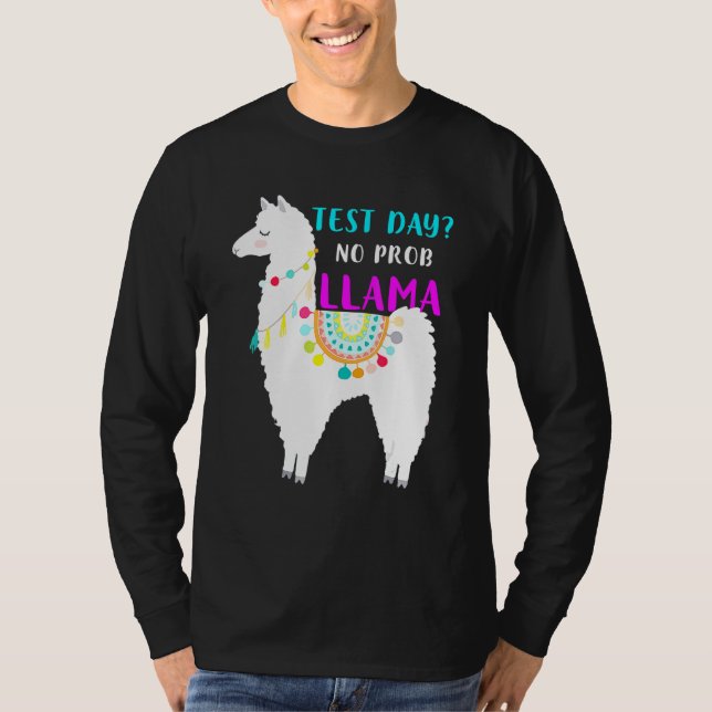 Test Day No Prob Llama Teacher Exam Testing T-Shirt (Front)