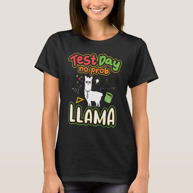 Test Day No Prob Llama Teacher Exam Testing Teachi T-Shirt (Front)