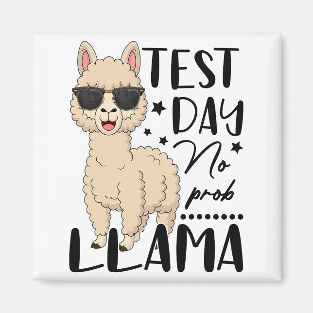 Test Day No Prob Llama Teacher Student Exam Test D Magnet (Front)