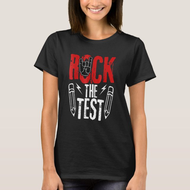 Test Day Rock The  Metal Teacher Student Testing E T-Shirt (Front)