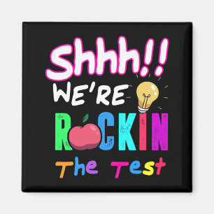 Test Day Rock The Test Rainbow Teacher Student Magnet
