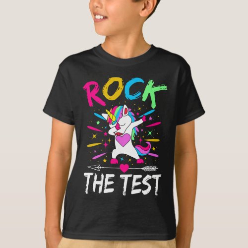 Test Day Rock The Test Teacher Testing Day Unicorn T_Shirt