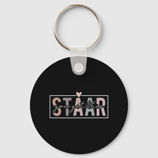 Test Day Teacher Exam Leopard Testing Day You Got  Keychain (Front)
