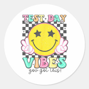 Test Day Vibes You Got This Retro Groovy Testing D Classic Round Sticker