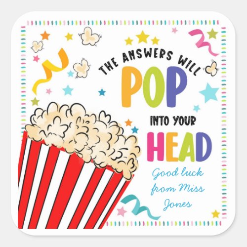 test good luck treat class teacher answer pop  square sticker