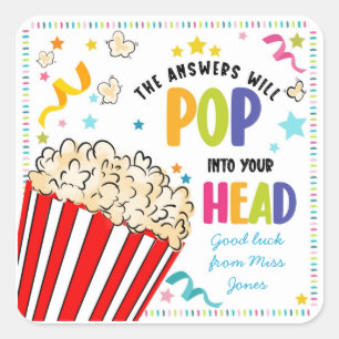 test good luck treat class teacher answer pop  square sticker