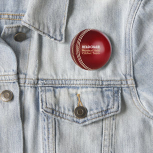 Test Match Red Cricket Ball with Custom Text Button